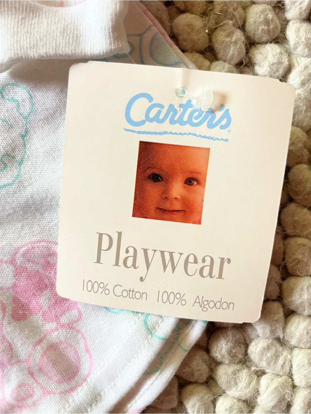 VINTAGE NOS Carter's Baby Playwear Two-Piece Pajama Set in Pastel Pink & Teal